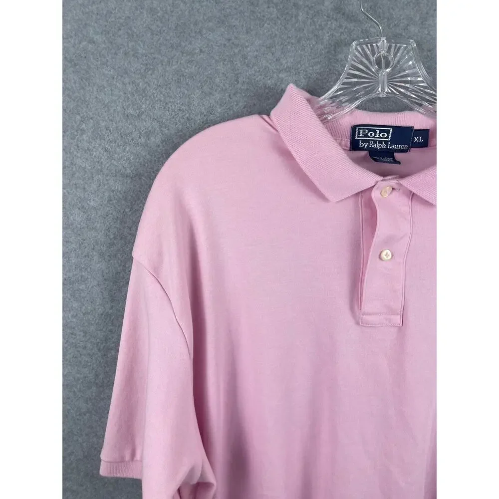 Ralph Lauren Polo Shirt Men's XL Pink Short Sleeve Classic Business Casual STAIN